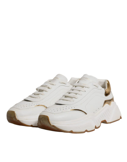 Dolce & Gabbana White Gold DAYMASTER Leather Sneakers Shoes by Dolce & Gabbana