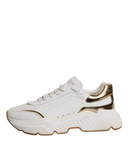 Dolce & Gabbana White Gold DAYMASTER Leather Sneakers Shoes by Dolce & Gabbana