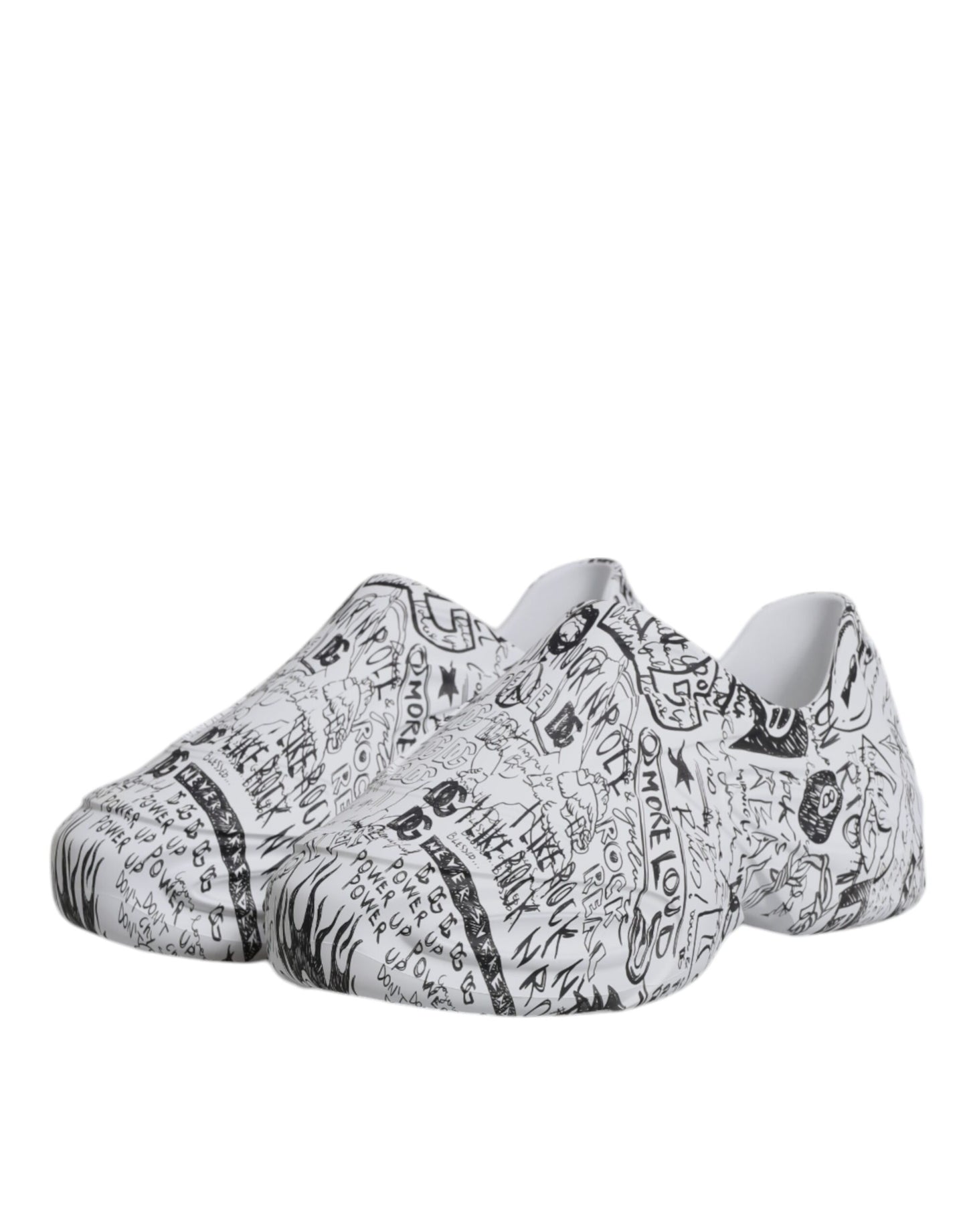 Dolce & Gabbana White Black Graffiti Daymaster Sneakers Shoes by Dolce & Gabbana