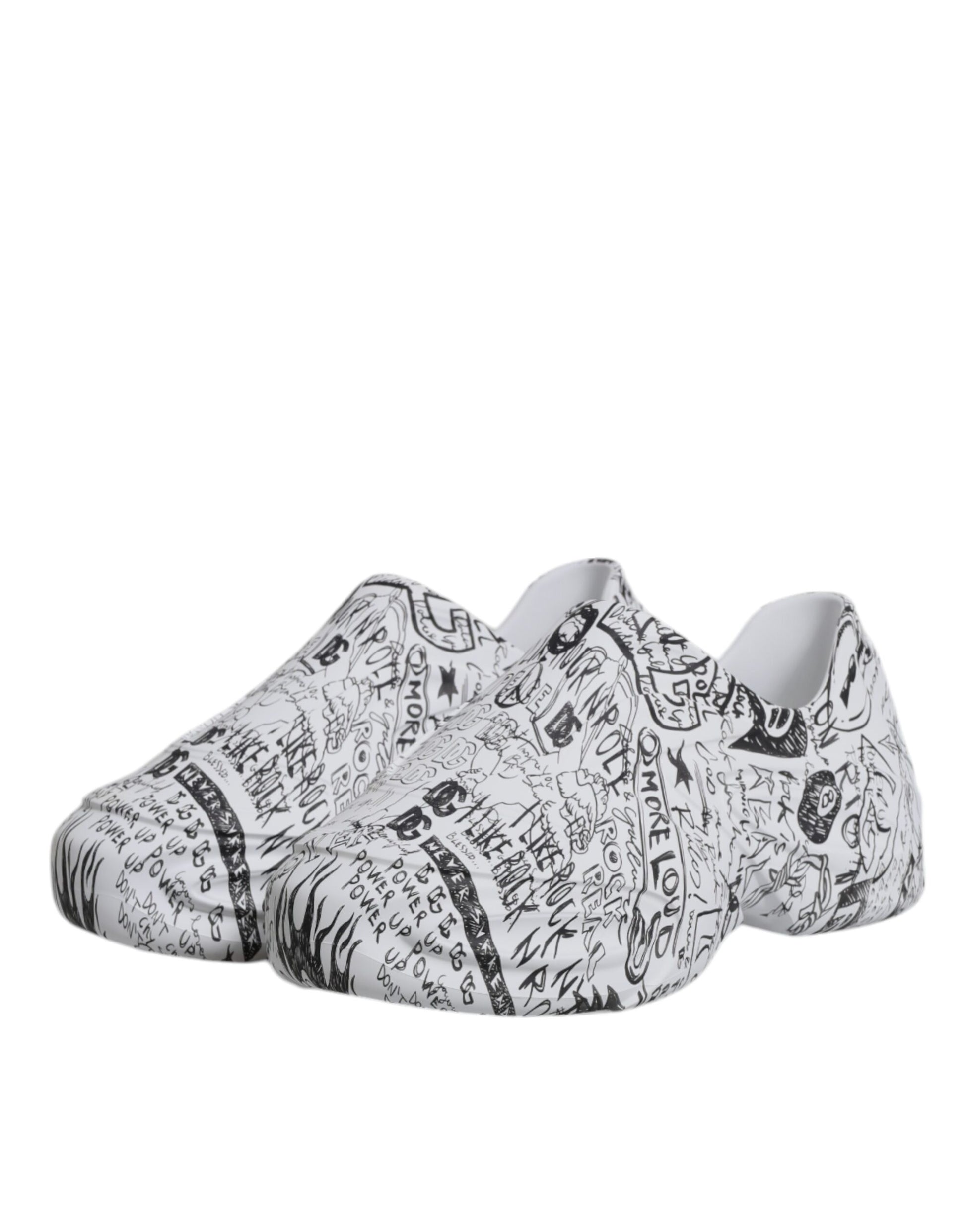 Dolce & Gabbana White Black Graffiti Daymaster Sneakers Shoes by Dolce & Gabbana