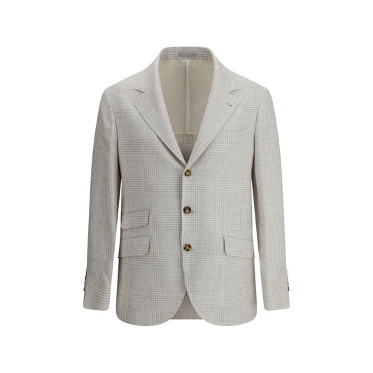 Blazer à carreaux à simple boutonnage Brunello Cucinelli