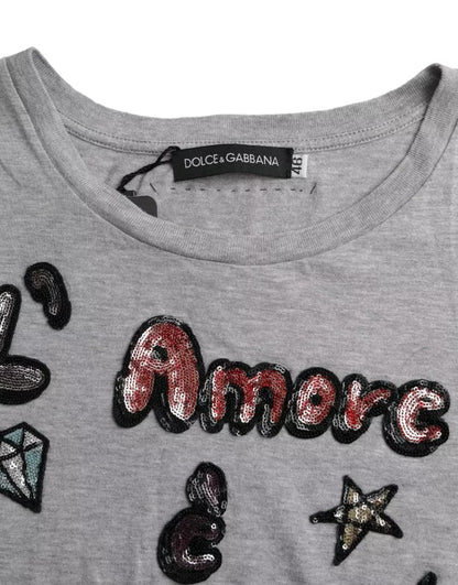 Dolce &amp; Gabbana T-shirt haut L'Amore E'Bellezza en coton gris