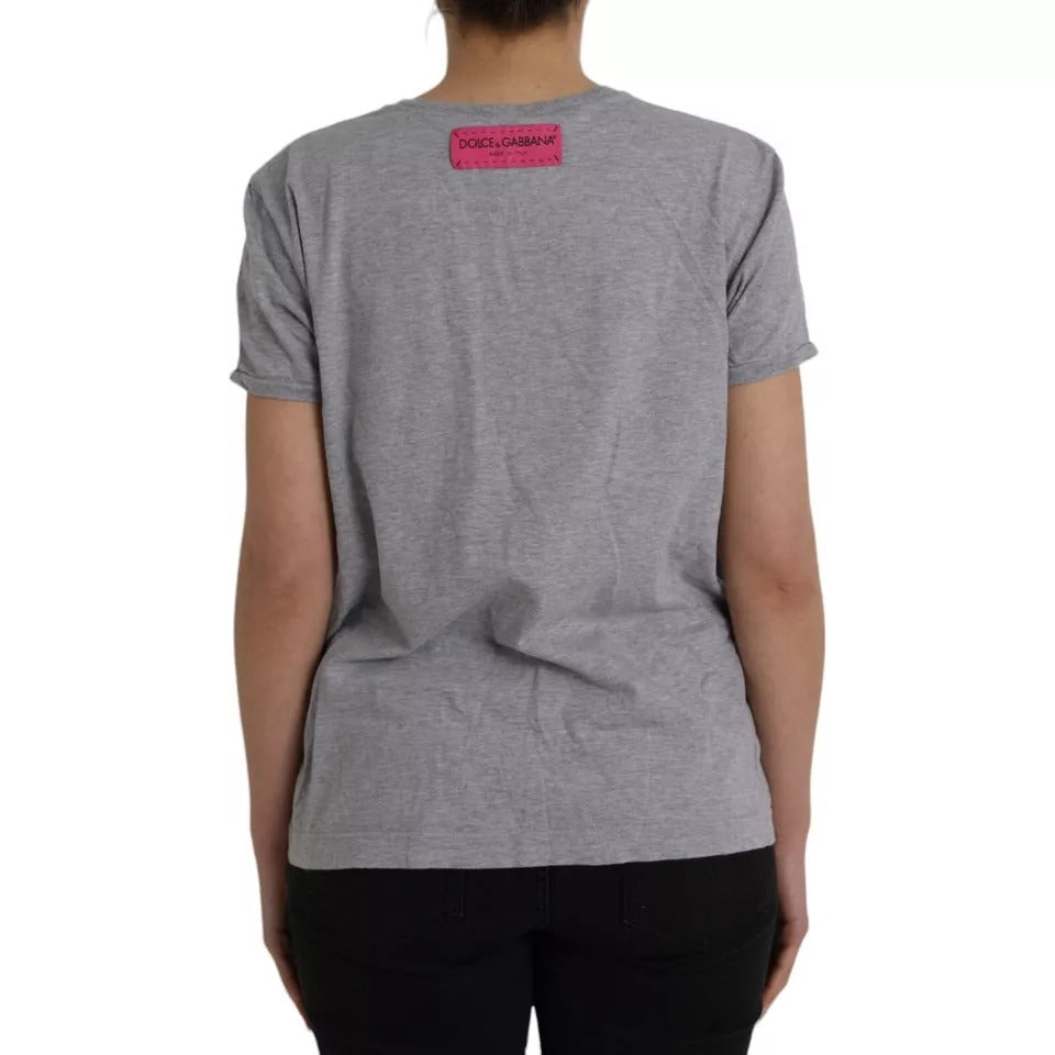 Dolce &amp; Gabbana T-shirt haut L'Amore E'Bellezza en coton gris