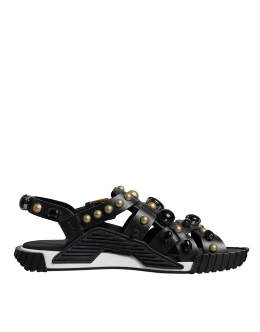 Sandales cloutées en cuir noir Dolce &amp; Gabbana