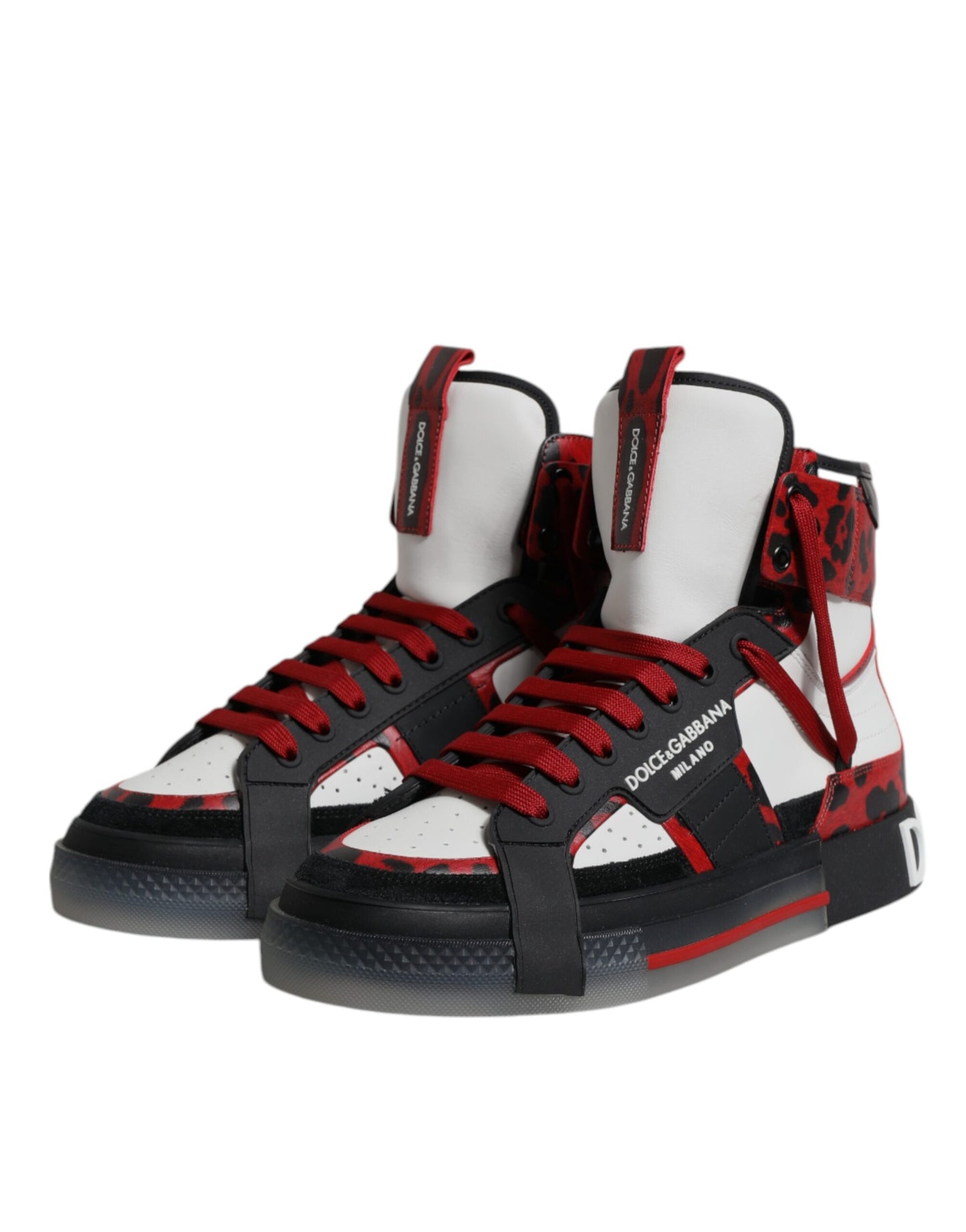 Dolce & Gabbana Multicolor Leather High Top Sneakers Shoes by Dolce & Gabbana