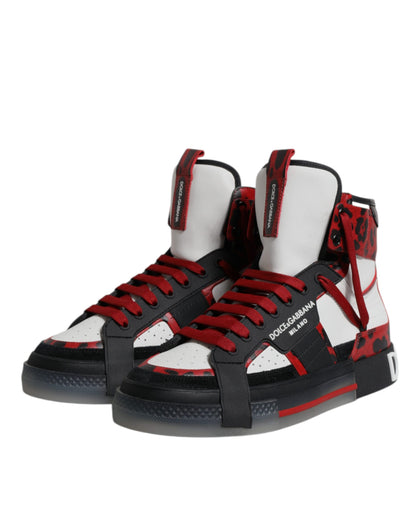 Dolce & Gabbana Multicolor Leather High Top Sneakers Shoes by Dolce & Gabbana