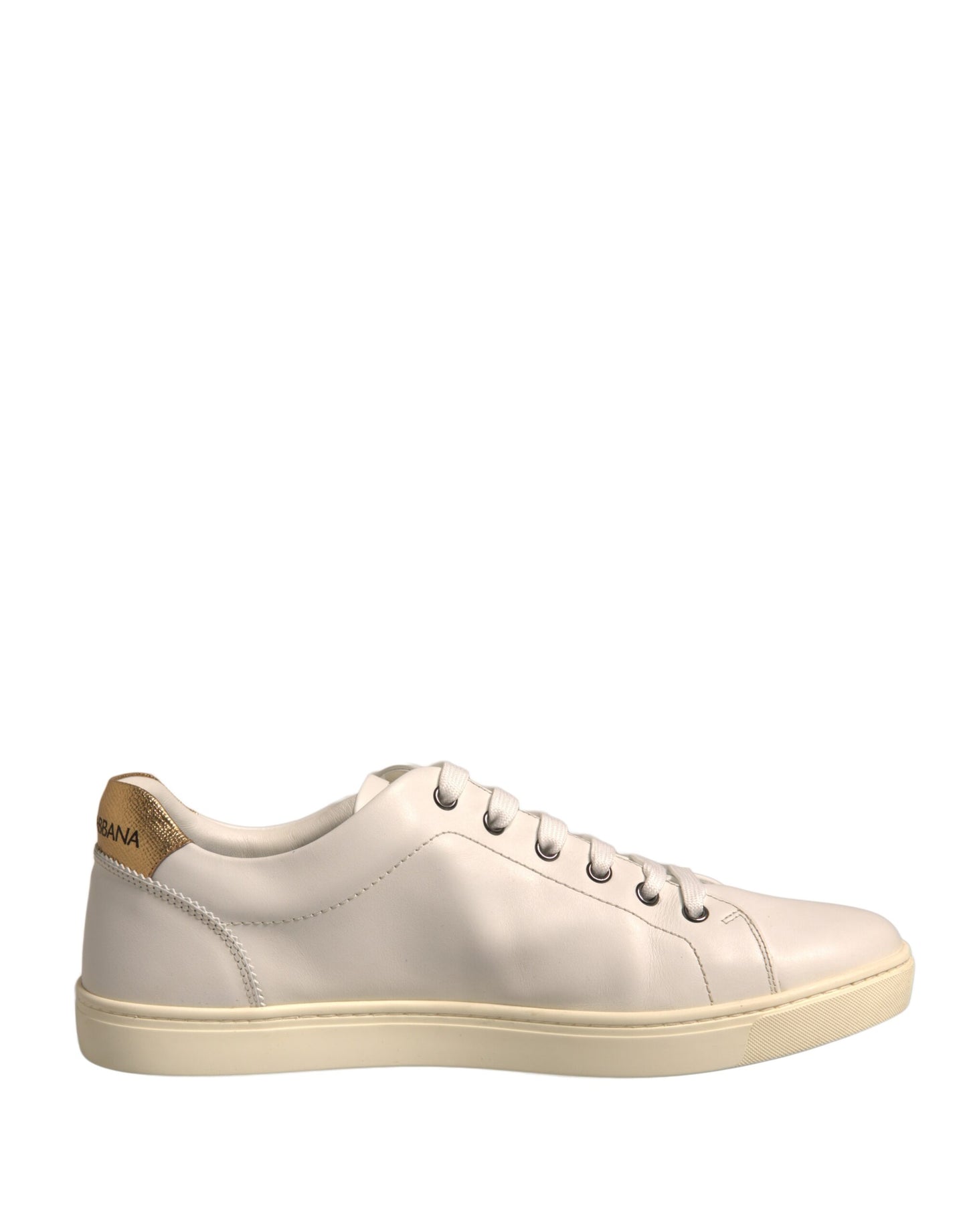 Dolce & Gabbana White Leather Heart Embellished Sneakers Shoes by Dolce & Gabbana