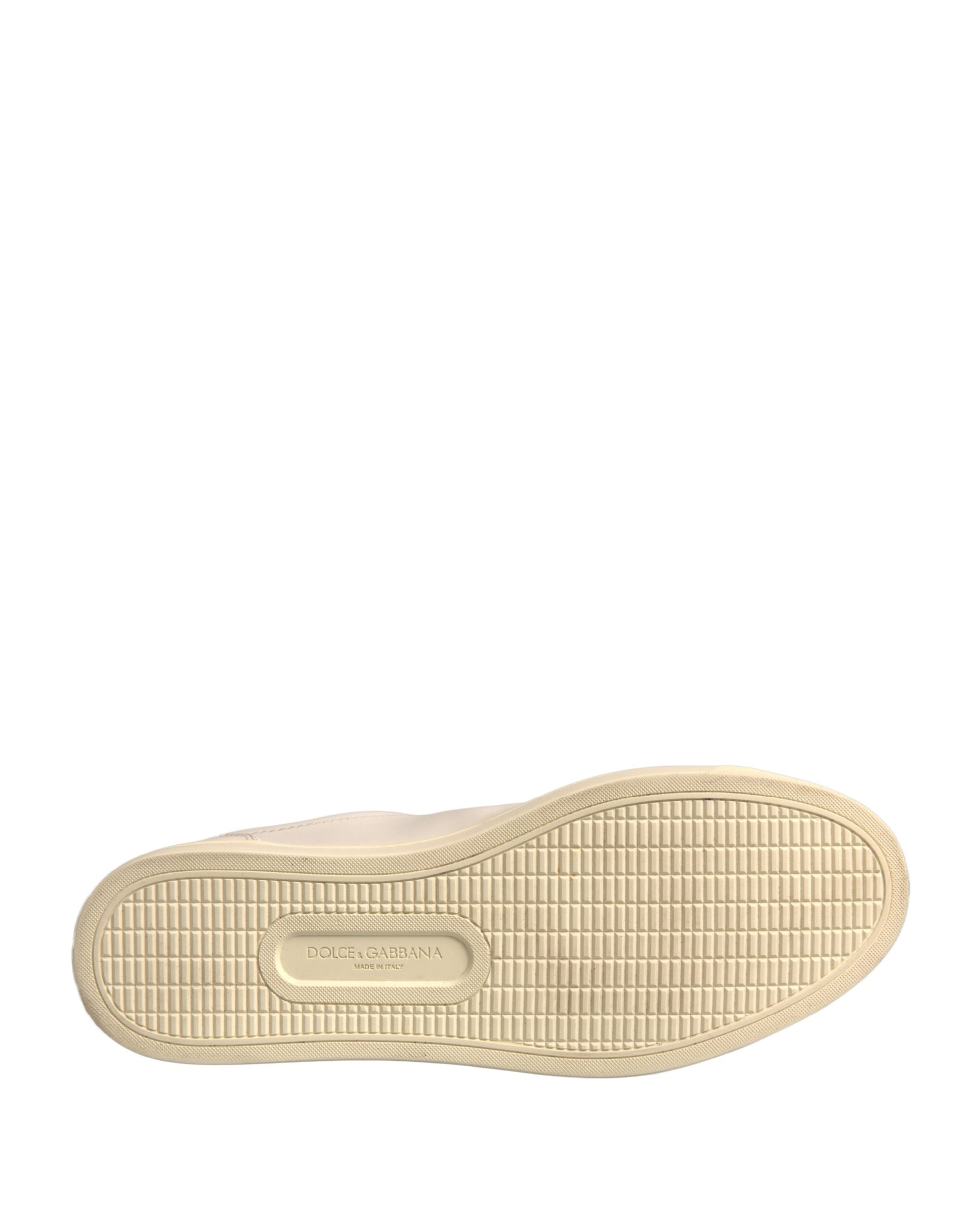 Dolce & Gabbana White Leather Heart Embellished Sneakers Shoes by Dolce & Gabbana