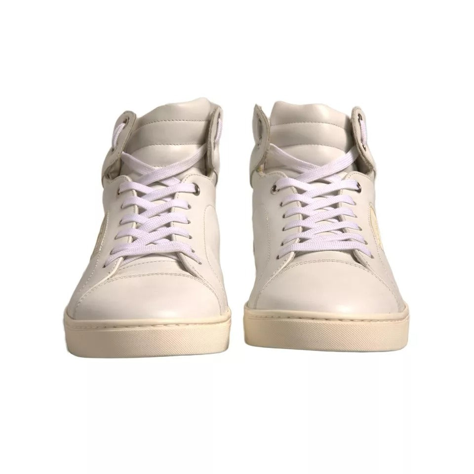 Dolce & Gabbana White London Logo High Top Sneakers Shoes by Dolce & Gabbana
