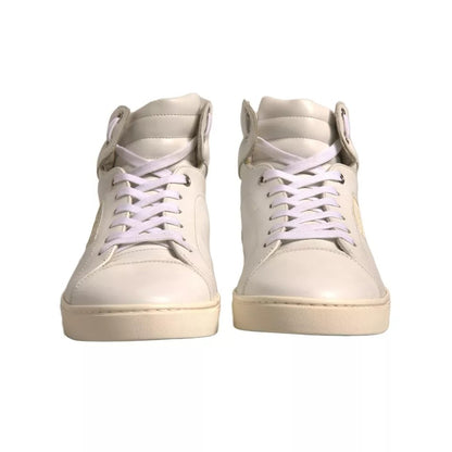 Dolce & Gabbana White London Logo High Top Sneakers Shoes by Dolce & Gabbana