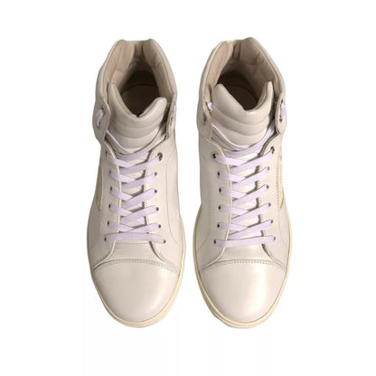 Dolce & Gabbana White London Logo High Top Sneakers Shoes by Dolce & Gabbana