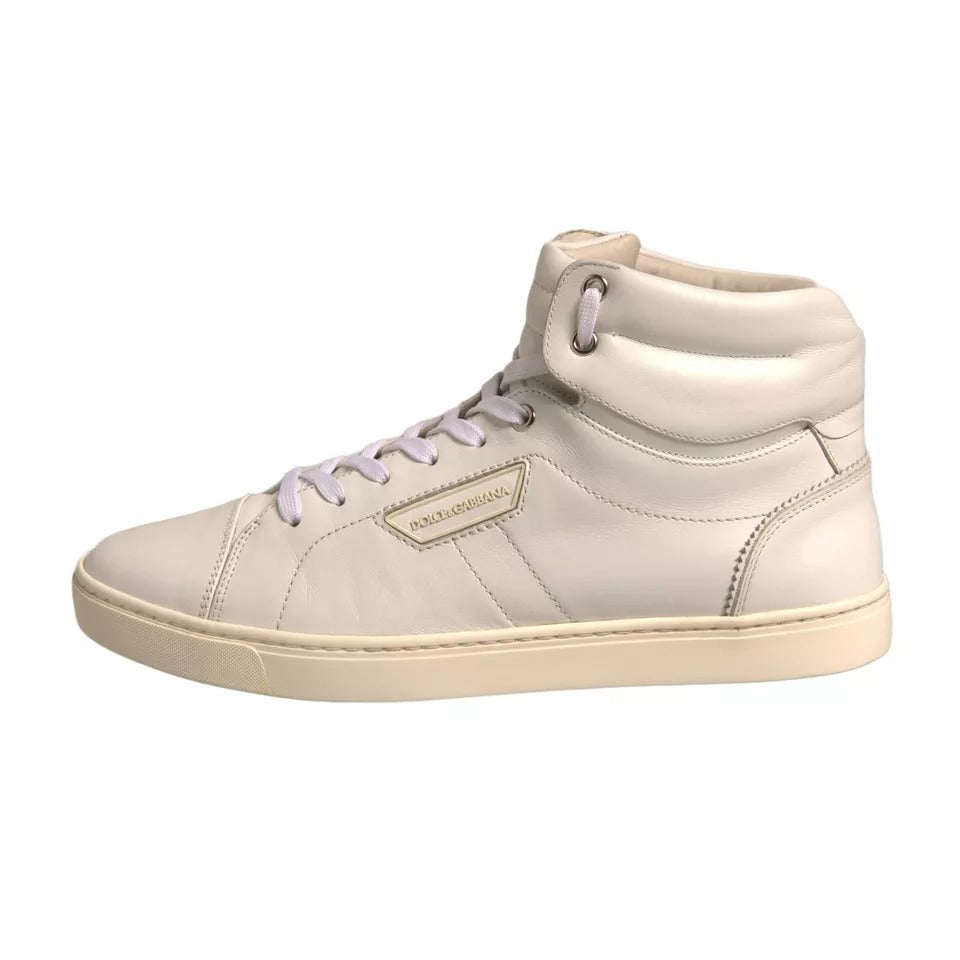 Dolce & Gabbana White London Logo High Top Sneakers Shoes by Dolce & Gabbana