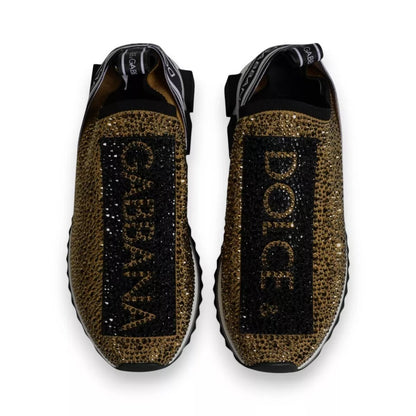 Dolce & Gabbana Gold Rhinestones Sorrento Sneakers Shoes by Dolce & Gabbana