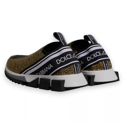 Dolce & Gabbana Gold Rhinestones Sorrento Sneakers Shoes by Dolce & Gabbana