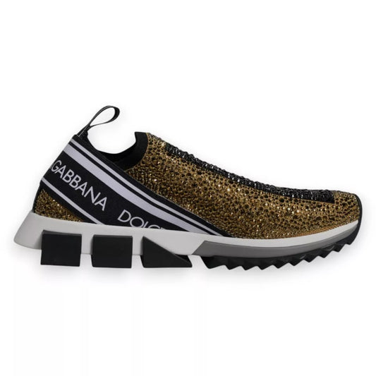 Dolce & Gabbana Gold Rhinestones Sorrento Sneakers Shoes by Dolce & Gabbana