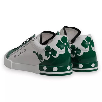 Dolce & Gabbana White Green Leather Crown Milano Sneakers Shoes by Dolce & Gabbana