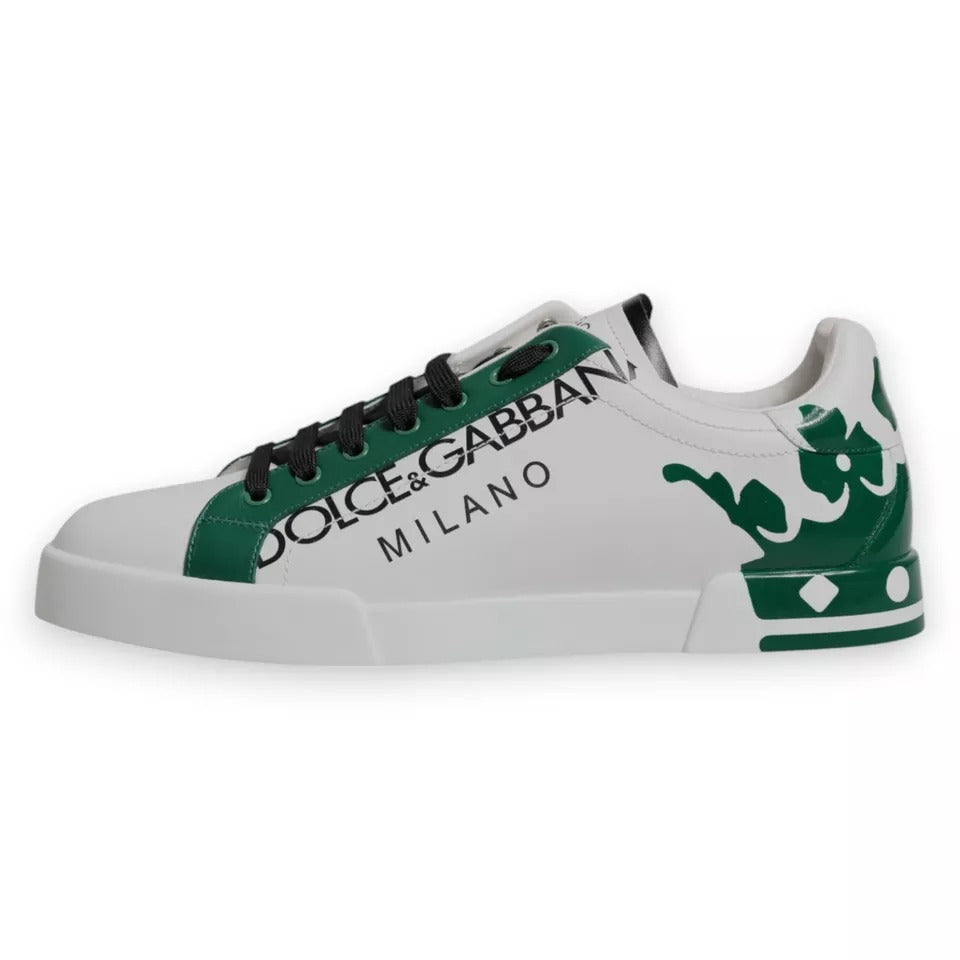 Dolce & Gabbana White Green Leather Crown Milano Sneakers Shoes by Dolce & Gabbana
