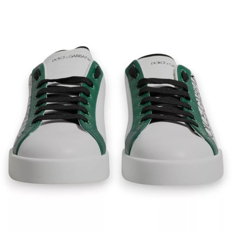 Dolce & Gabbana White Green Leather Crown Milano Sneakers Shoes by Dolce & Gabbana