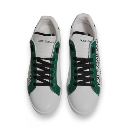 Dolce & Gabbana White Green Leather Crown Milano Sneakers Shoes by Dolce & Gabbana