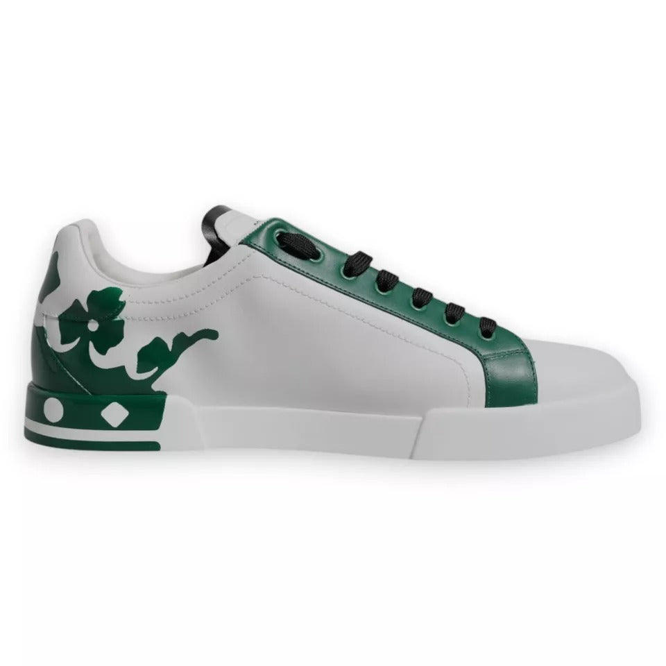 Dolce & Gabbana White Green Leather Crown Milano Sneakers Shoes by Dolce & Gabbana