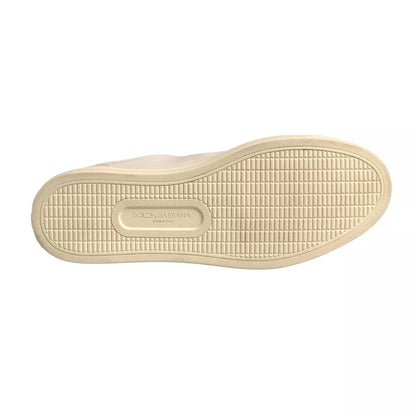 Dolce & Gabbana White Leather Heart Embellished Sneakers Shoes by Dolce & Gabbana