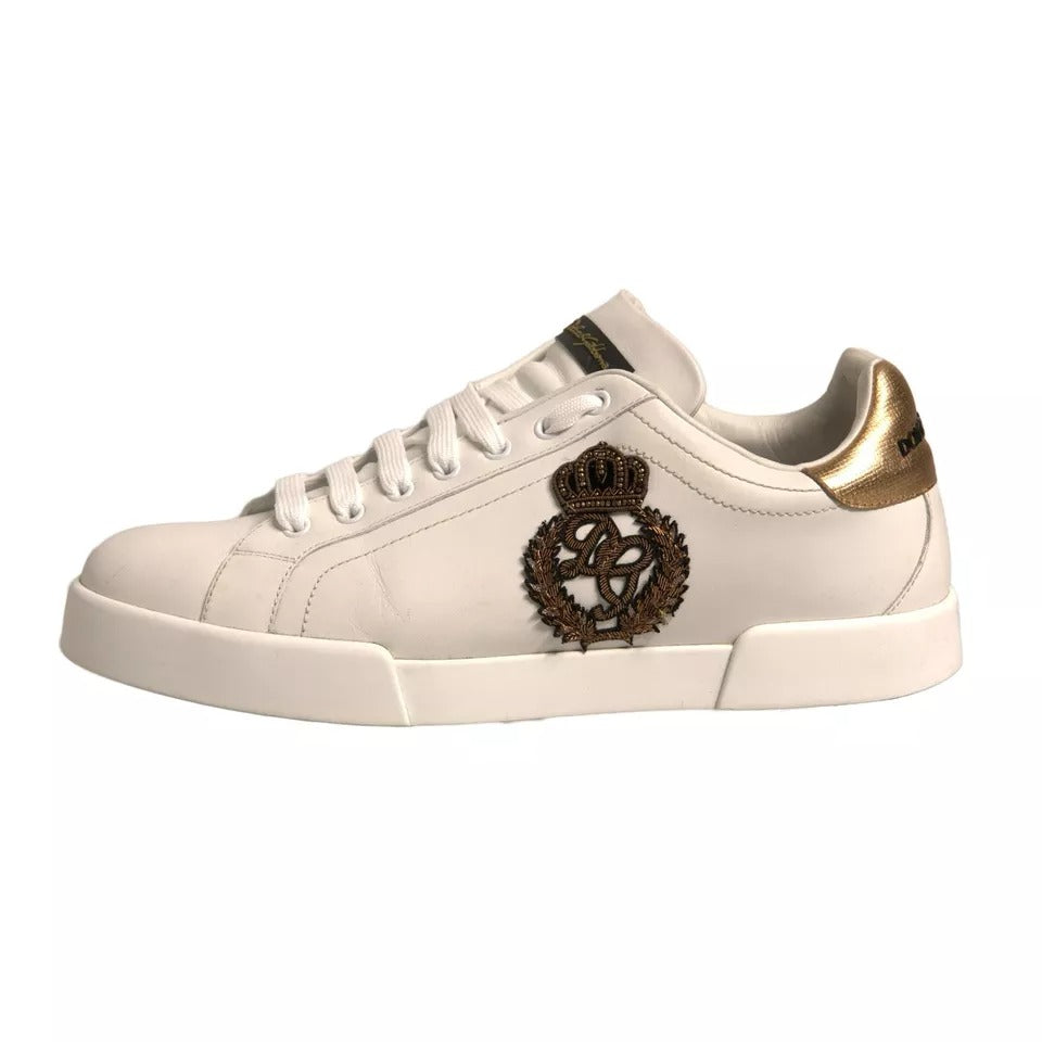 Dolce & Gabbana White Crown Patch Portofino Sneakers Shoes by Dolce & Gabbana