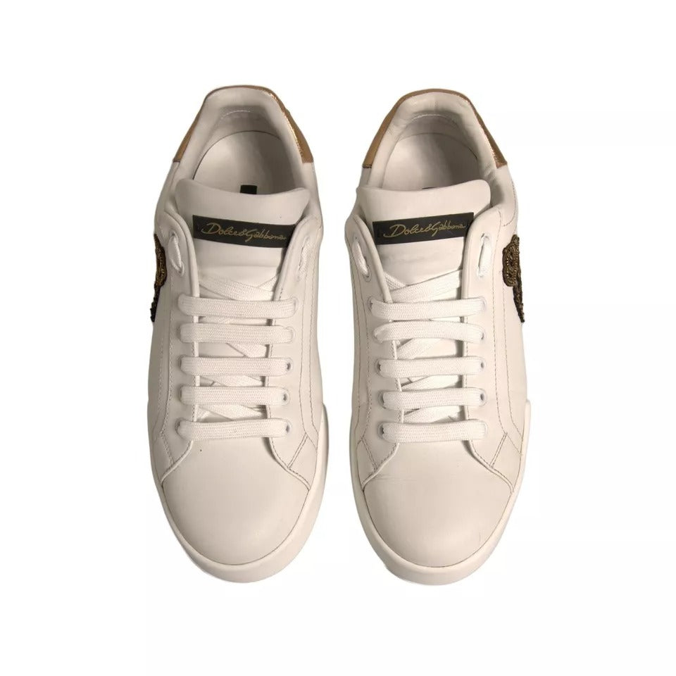 Dolce & Gabbana White Crown Patch Portofino Sneakers Shoes by Dolce & Gabbana