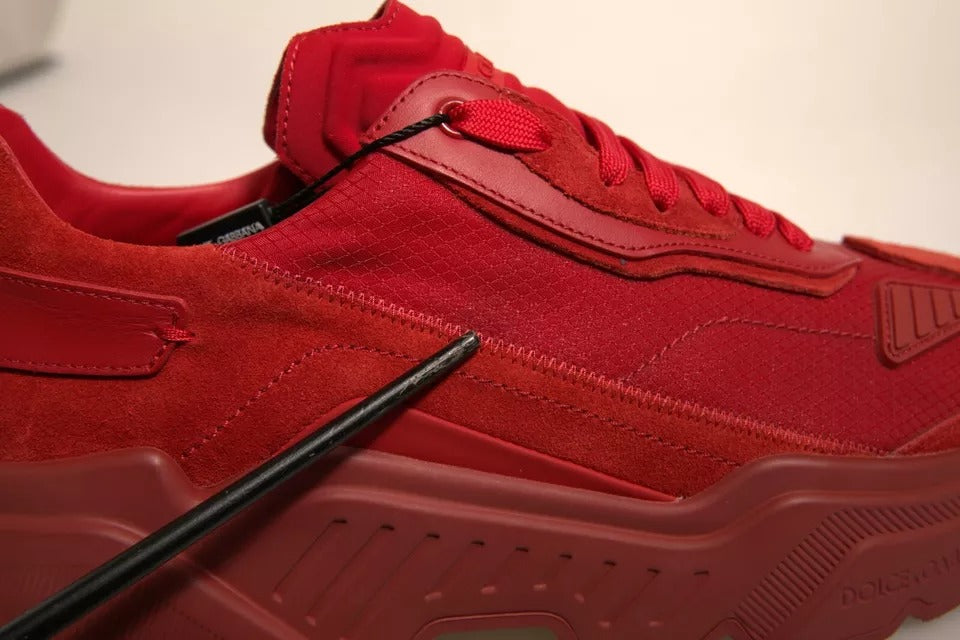 Dolce & Gabbana Red Leather Daymaster Low Top Sneakers Shoes by Dolce & Gabbana