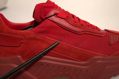 Dolce & Gabbana Red Leather Daymaster Low Top Sneakers Shoes by Dolce & Gabbana