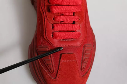 Dolce & Gabbana Red Leather Daymaster Low Top Sneakers Shoes by Dolce & Gabbana