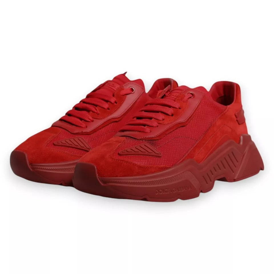 Dolce & Gabbana Red Leather Daymaster Low Top Sneakers Shoes by Dolce & Gabbana