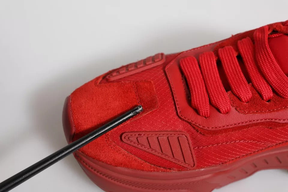 Dolce & Gabbana Red Leather Daymaster Low Top Sneakers Shoes by Dolce & Gabbana
