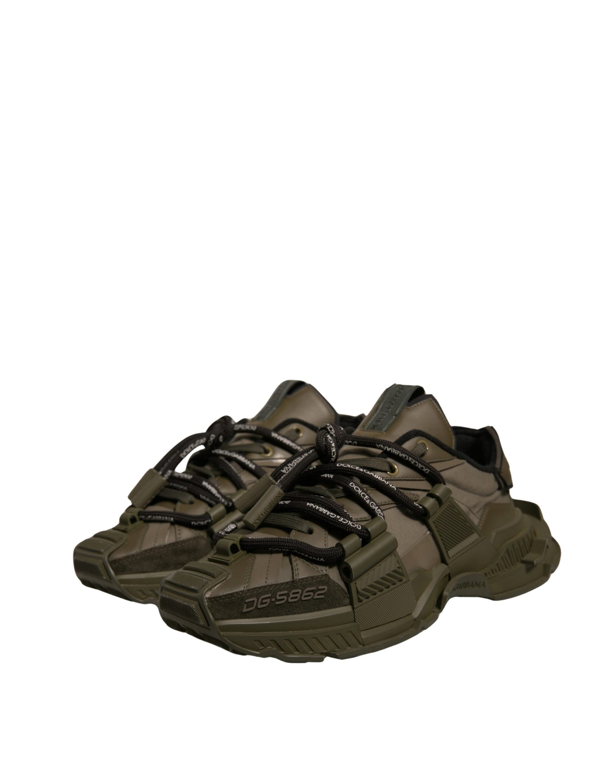 Dolce & Gabbana Military Green Space Low Top Sneakers Shoes by Dolce & Gabbana