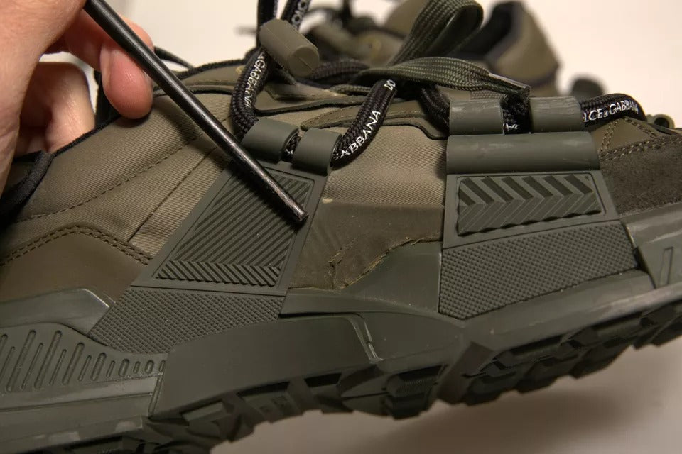 Dolce & Gabbana Military Green Space Low Top Sneakers Shoes by Dolce & Gabbana