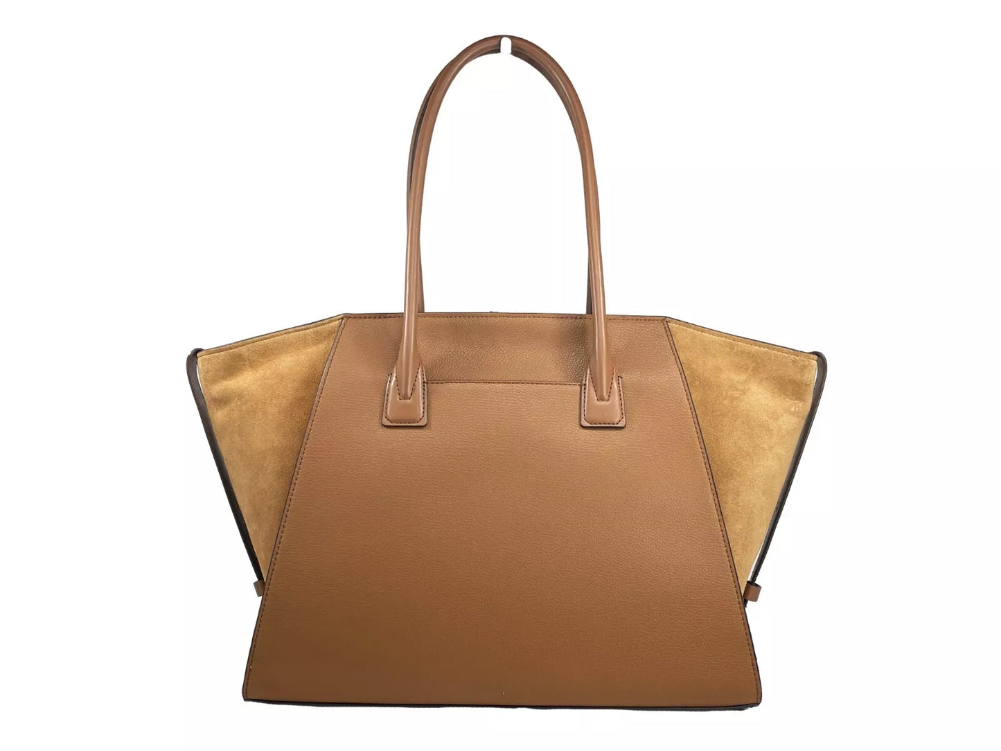 Sac cartable Michael Kors Avril XL en daim et cuir avec fermeture éclair sur le dessus, marron