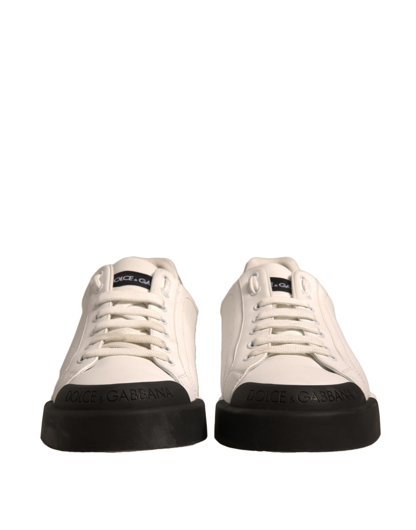 Dolce & Gabbana White Leather Logo Portofino Sneakers Shoes by Dolce & Gabbana