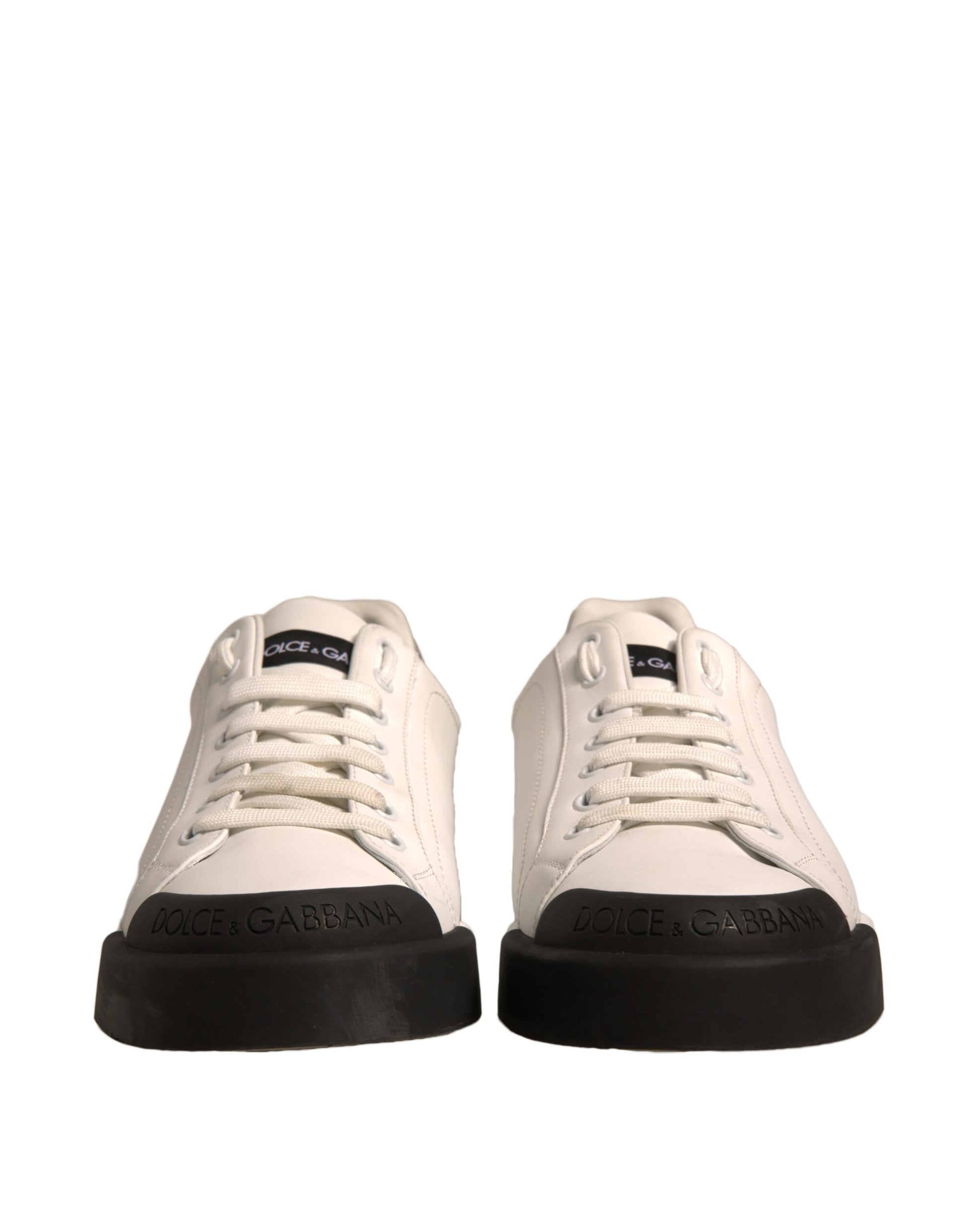 Dolce & Gabbana White Leather Logo Portofino Sneakers Shoes by Dolce & Gabbana