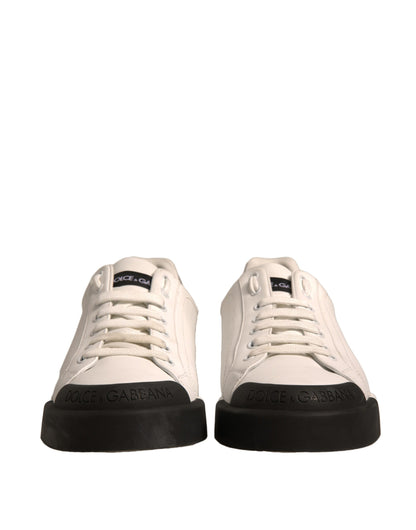 Dolce & Gabbana White Leather Logo Portofino Sneakers Shoes by Dolce & Gabbana