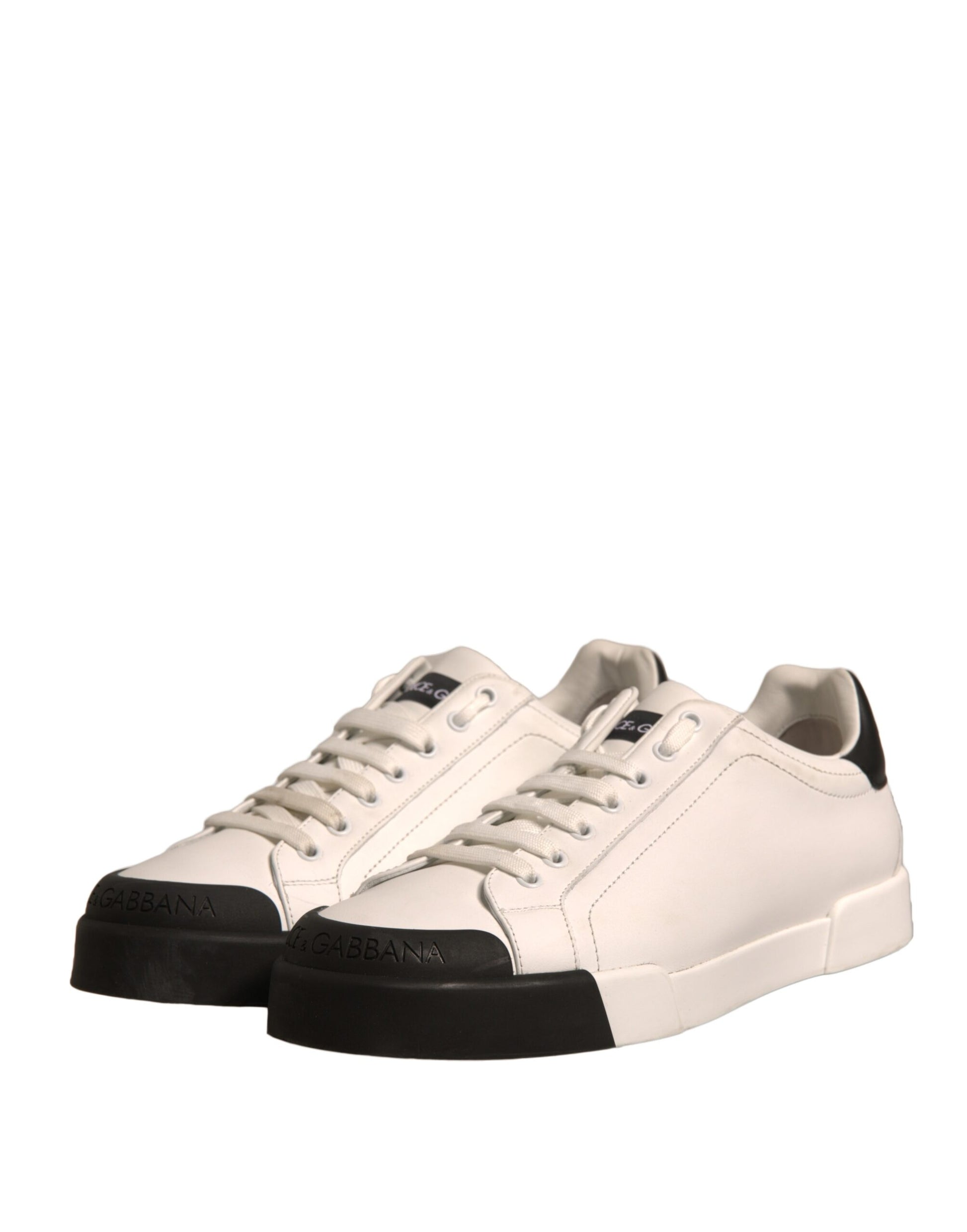 Dolce & Gabbana White Leather Logo Portofino Sneakers Shoes by Dolce & Gabbana