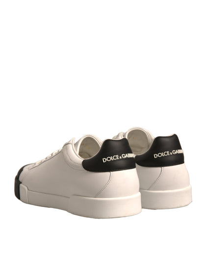 Dolce & Gabbana White Leather Logo Portofino Sneakers Shoes by Dolce & Gabbana