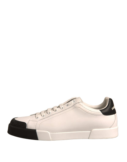 Dolce & Gabbana White Leather Logo Portofino Sneakers Shoes by Dolce & Gabbana