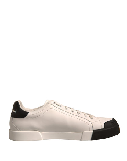 Dolce & Gabbana White Leather Logo Portofino Sneakers Shoes by Dolce & Gabbana