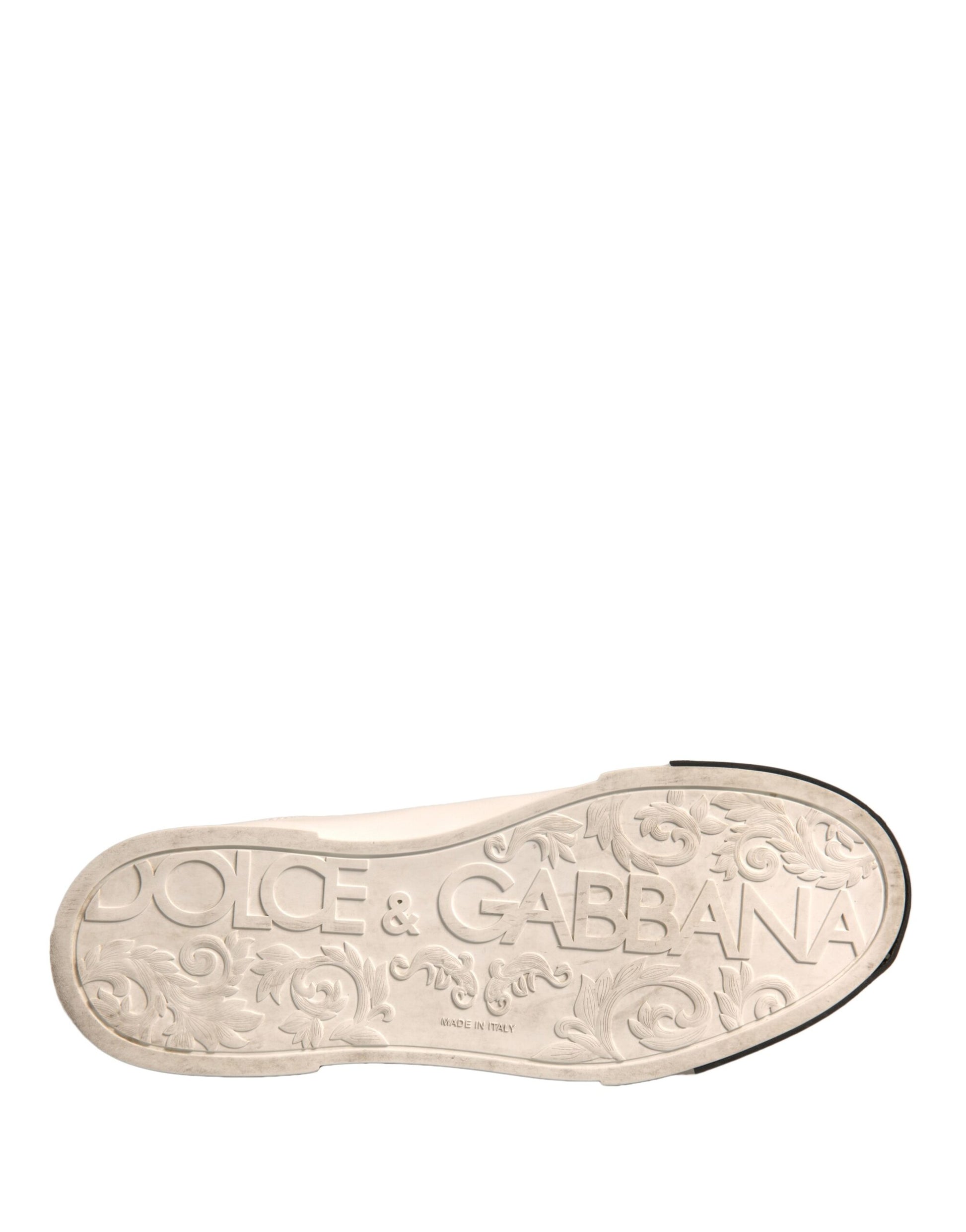 Dolce & Gabbana White Leather Logo Portofino Sneakers Shoes by Dolce & Gabbana
