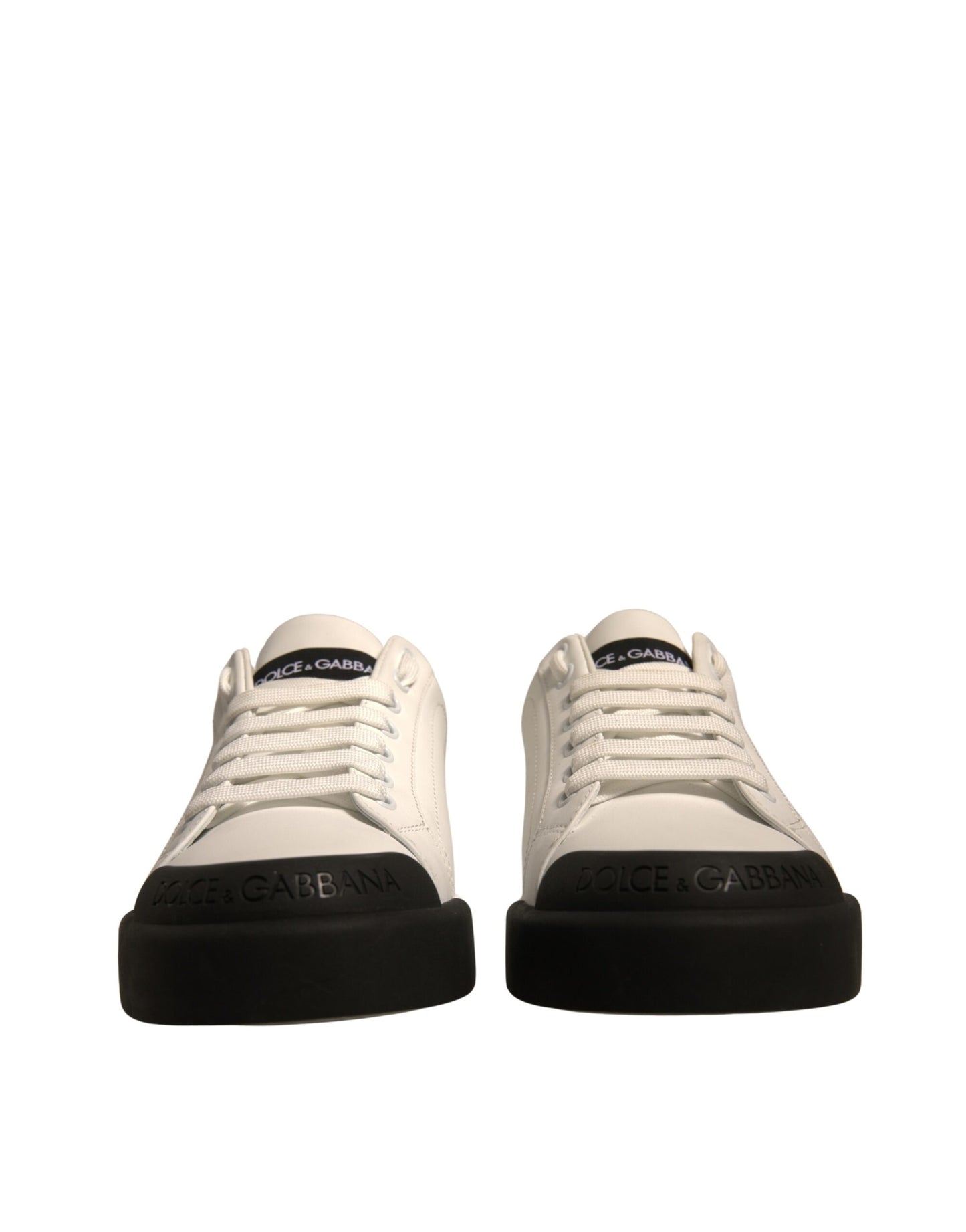 Dolce & Gabbana White Leather Logo Portofino Sneakers Shoes by Dolce & Gabbana