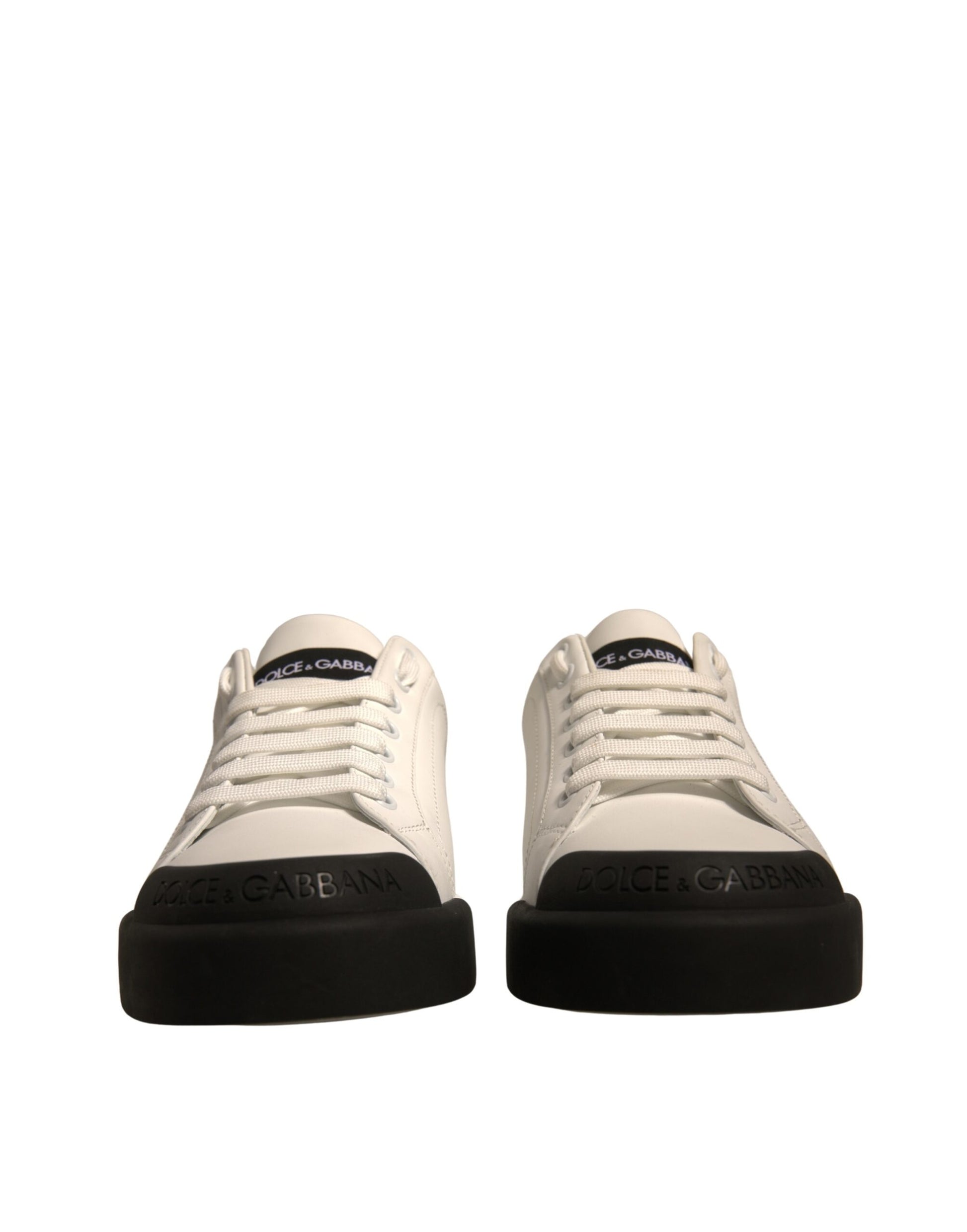 Dolce & Gabbana White Leather Logo Portofino Sneakers Shoes by Dolce & Gabbana