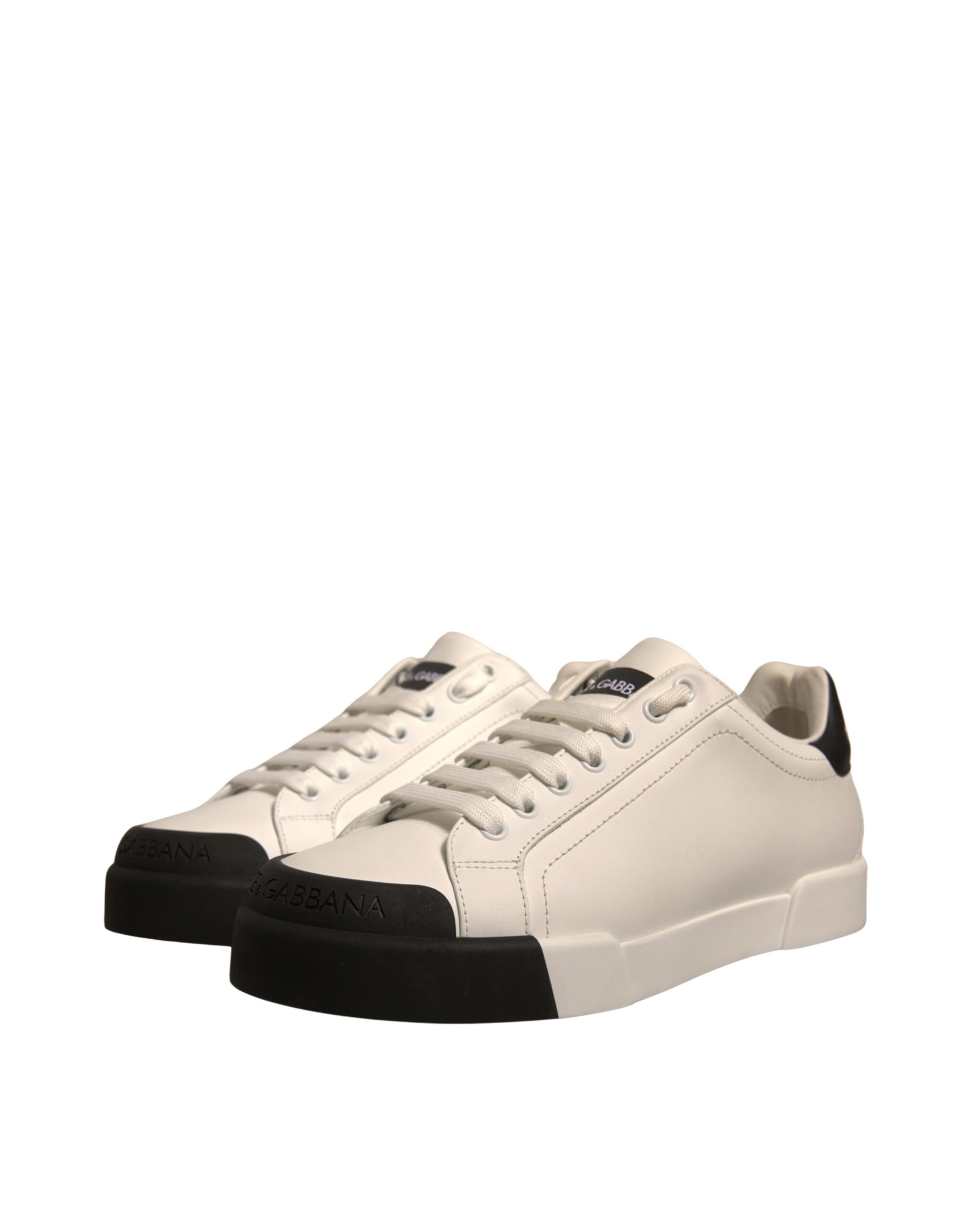 Dolce & Gabbana White Leather Logo Portofino Sneakers Shoes by Dolce & Gabbana