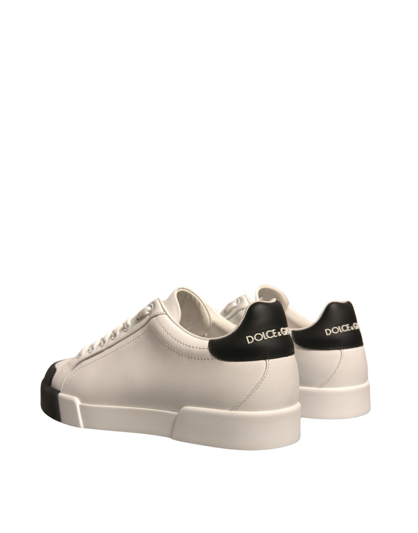 Dolce & Gabbana White Leather Logo Portofino Sneakers Shoes by Dolce & Gabbana