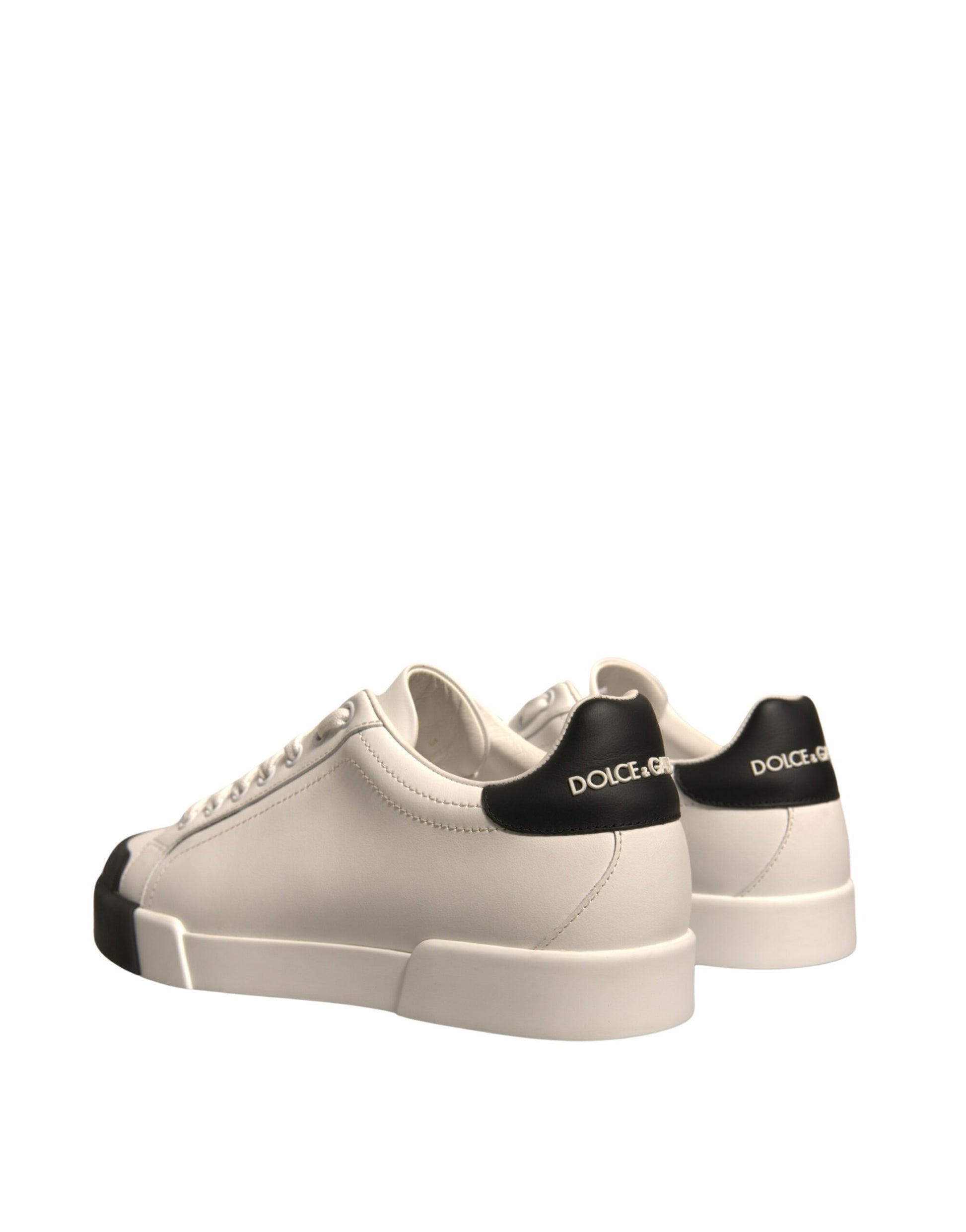 Dolce & Gabbana White Leather Logo Portofino Sneakers Shoes by Dolce & Gabbana