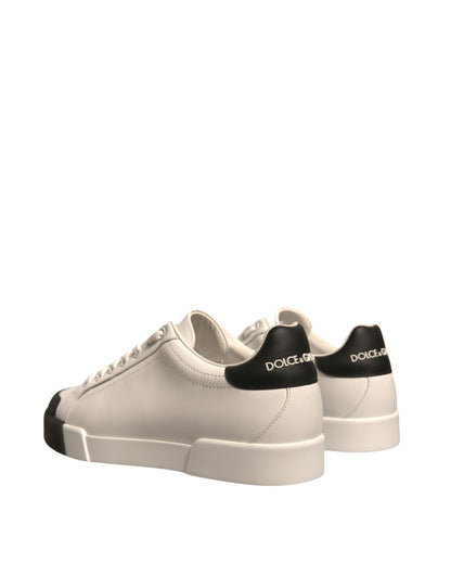 Dolce & Gabbana White Leather Logo Portofino Sneakers Shoes by Dolce & Gabbana