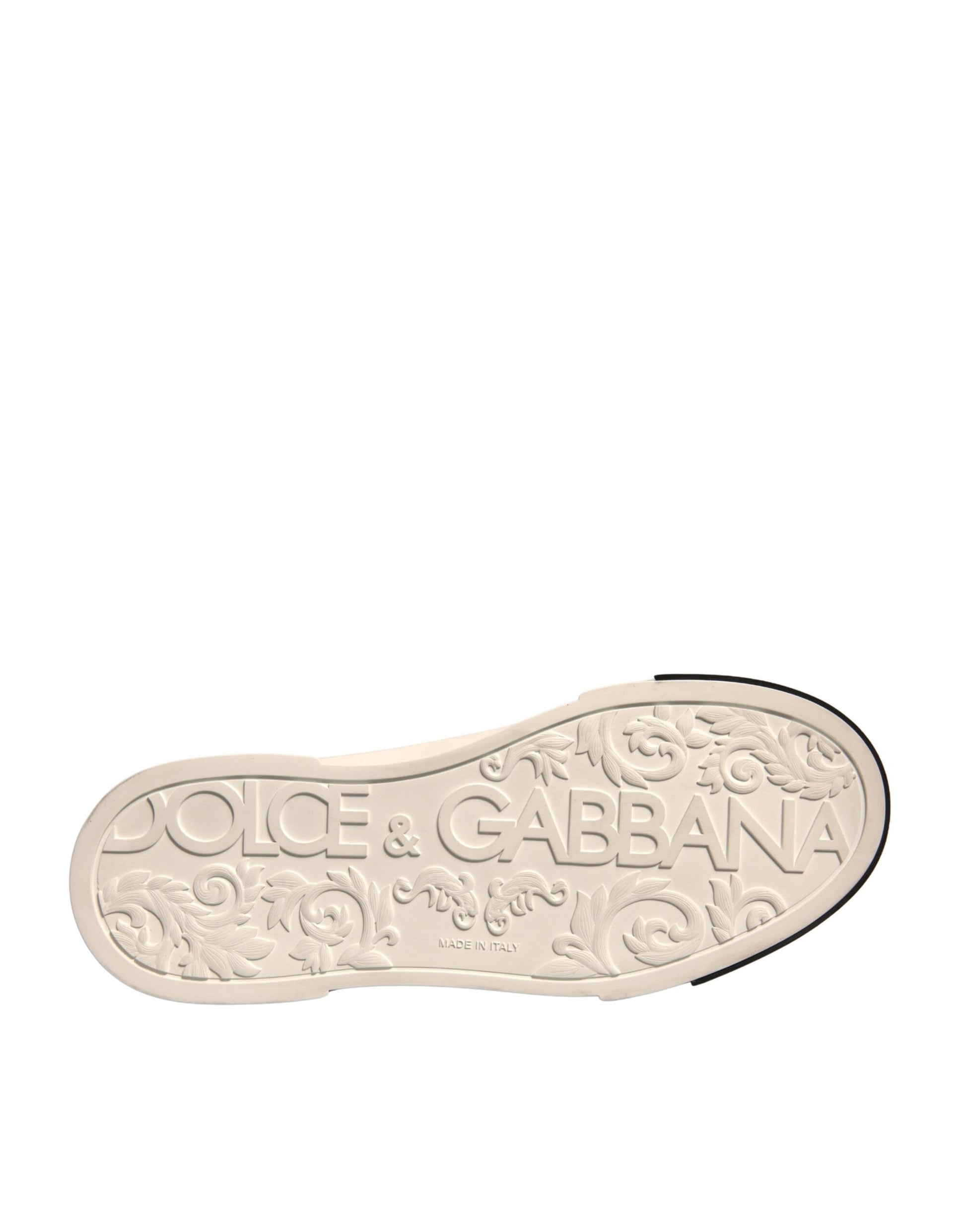 Dolce & Gabbana White Leather Logo Portofino Sneakers Shoes by Dolce & Gabbana